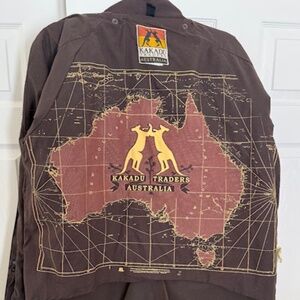 KAKADU TRADERS Australia Oilskin Waxed Duster Rain Coat. - L - Vintage
